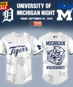 Detroit Tigers x Michigan Wolverines University of Michigan Night Baseball Jersey