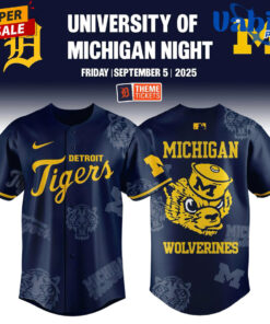 Detroit Tigers x Michigan Wolverines University of Michigan Night Baseball Jersey