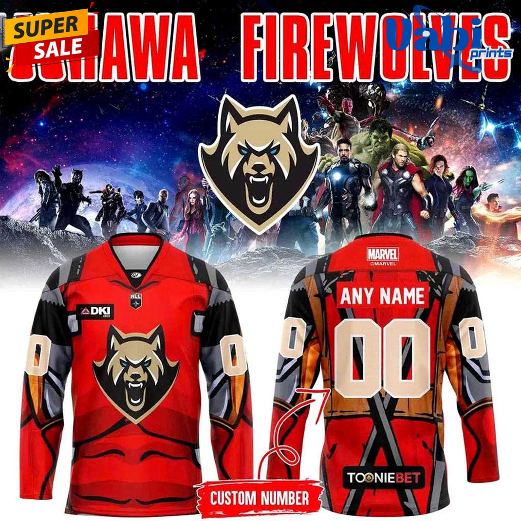 Oshawa FireWolves Marvel Super Hero Night 2026 Hockey Jersey Oshawa FireWolves Marvel Super Hero Night 2026 Hockey Jersey