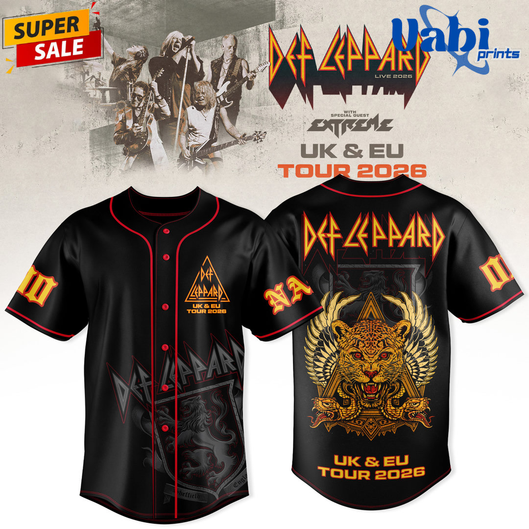 Def Leppard 2026 UK & EU LIVE Exclusive Baseball Jersey Def Leppard 2026 UK & EU LIVE Exclusive Baseball Jersey