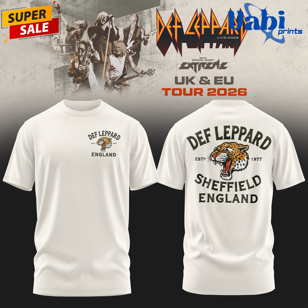 Def Leppard 2026 UK & EU LIVE Special T-Shirt - White Def Leppard 2026 UK & EU LIVE Special T-Shirt - White
