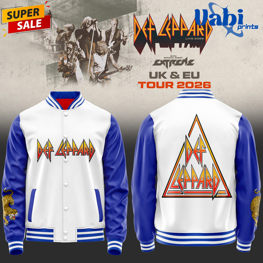 Def Leppard 2026 World Tour Exclusive Varsity Jacket - Blue White Def Leppard 2026 World Tour Exclusive Varsity Jacket - Blue White