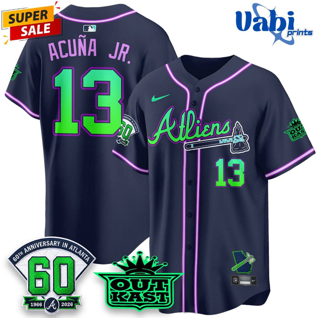 Atlanta Braves x Atliens Cool Base Galaxy Stitched Baseball Jersey Atlanta Braves x Atliens Cool Base Galaxy Stitched Baseball Jersey