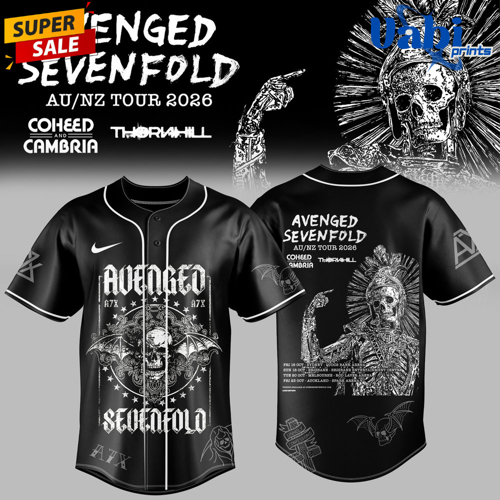Avenged Sevenfold Australia/New Zealand Tour 2026 Baseball Jersey Avenged Sevenfold Australia/New Zealand Tour 2026 Baseball Jersey