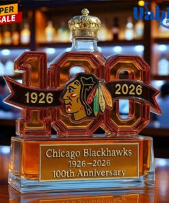 Chicago Blackhawks 100th Anniversary Whiskey Bottle 1