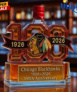 Chicago Blackhawks 100th Anniversary Whiskey Bottle 5