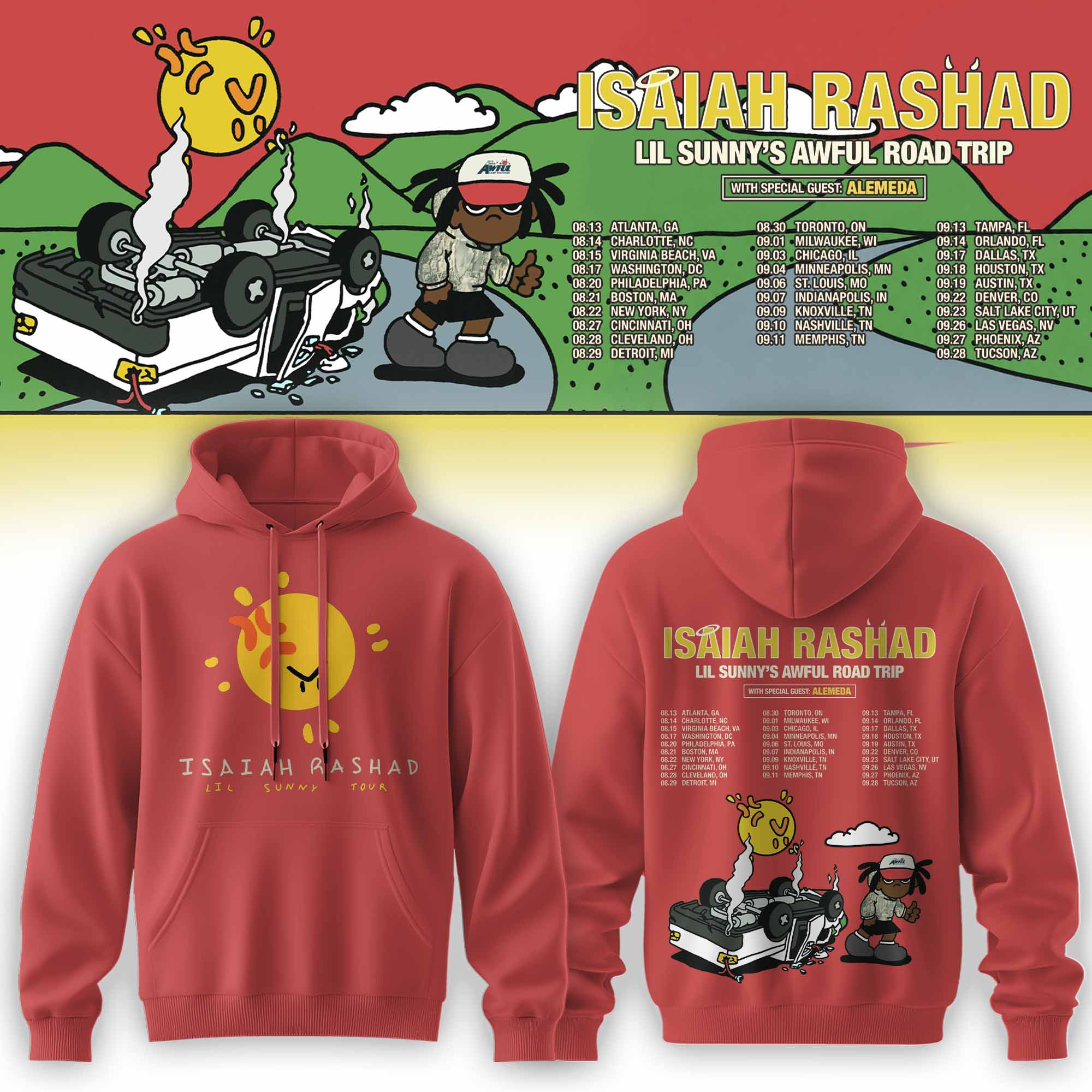 Isaiah Rashad Lil Sunny’s Awful Road Trip Tour Hoodie Isaiah Rashad Lil Sunny’s Awful Road Trip Tour Hoodie