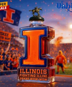 Illinois Fighting Illini Oskee Wow Wow Whiskey Bottle 4