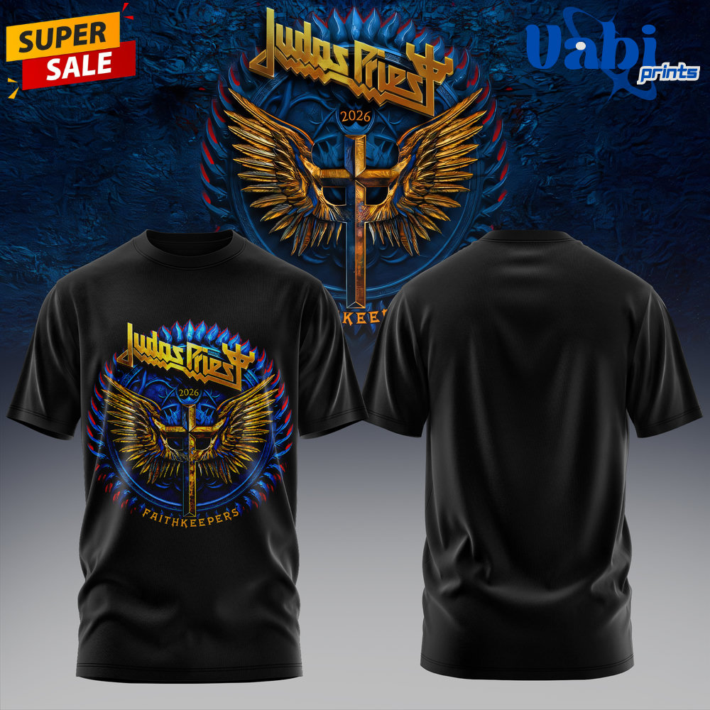 Judas Priest Faithkeepers 2026 Tour Wings Black Edition 2D T-shirt Judas Priest Faithkeepers 2026 Tour Wings Black Edition 2D T-shirt
