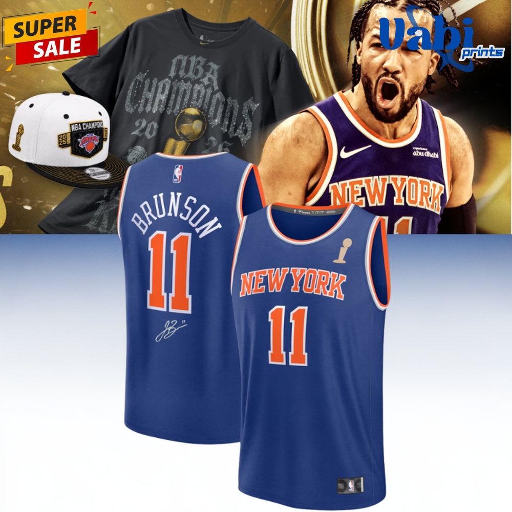 New York Knicks Champions Jalen Brunson Signed Basketball Jersey New York Knicks Champions Jalen Brunson Signed Basketball Jersey
