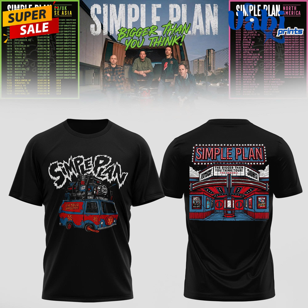 Simple Plan Bigger Than You Think Tour Limited Edition 3D T-shirt Simple Plan Bigger Than You Think Tour Limited Edition 3D T-shirt