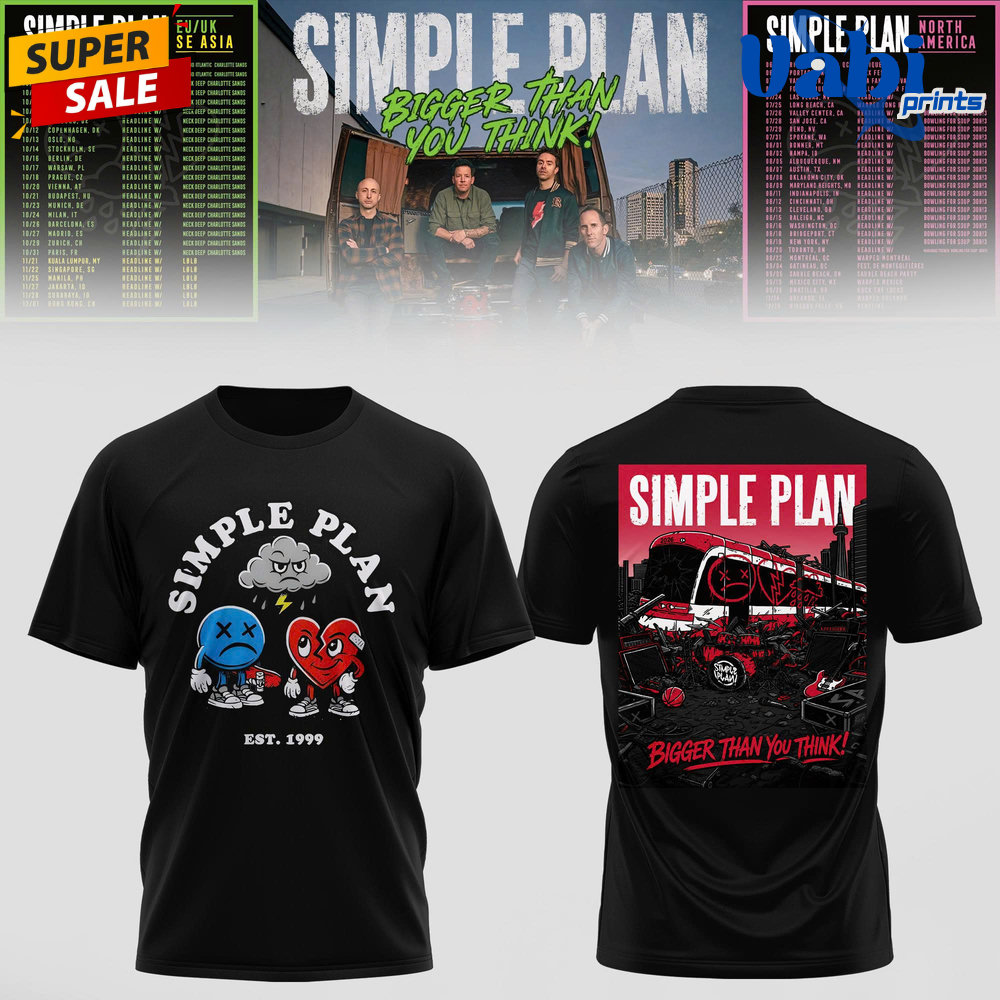Simple Plan Bigger Than You Think Tour Limited Edition 3D T-shirt Simple Plan Bigger Than You Think Tour Limited Edition 3D T-shirt