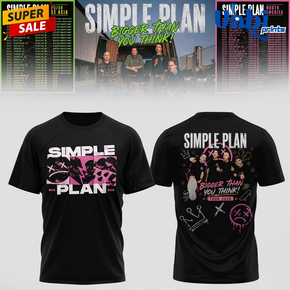 Simple Plan Bigger Than You Think Tour Limited Edition 3D T-shirt Simple Plan Bigger Than You Think Tour Limited Edition 3D T-shirt