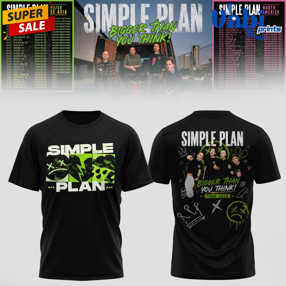 Simple Plan Bigger Than You Think Tour Limited Edition 3D T-shirt Simple Plan Bigger Than You Think Tour Limited Edition 3D T-shirt