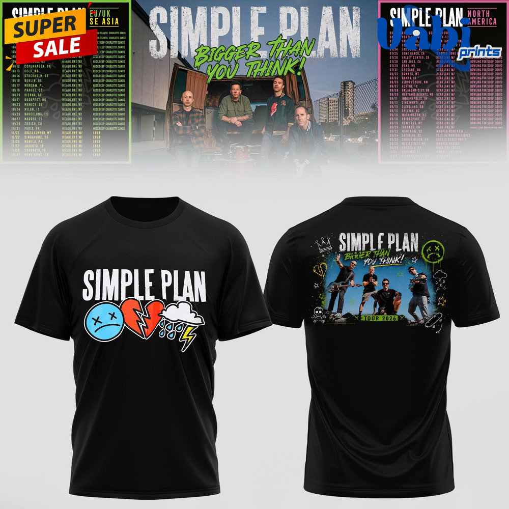Simple Plan Bigger Than You Think Tour Limited Edition 3D T-shirt Simple Plan Bigger Than You Think Tour Limited Edition 3D T-shirt