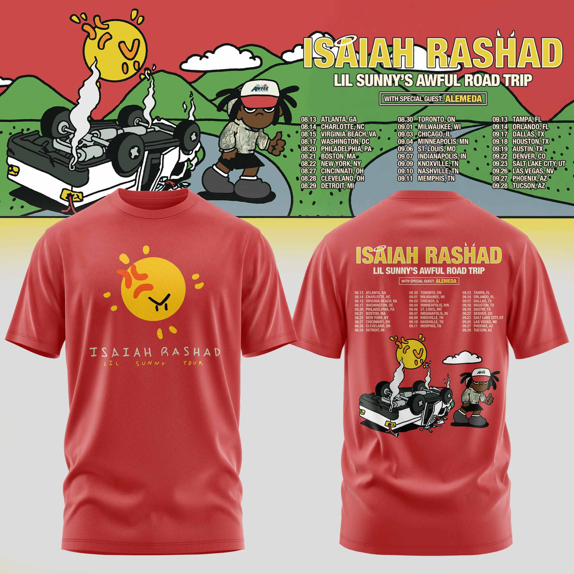 Isaiah Rashad Lil Sunny’s Awful Road Trip Tour Edition T-Shirt Isaiah Rashad Lil Sunny’s Awful Road Trip Tour Edition T-Shirt