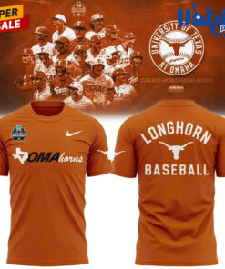 Texas Longhorns 2026 NCAA Baseball Men’s College World Series Omaha 3D T-Shirt Texas Longhorns 2026 NCAA Baseball Men’s College World Series Omaha 3D T-Shirt